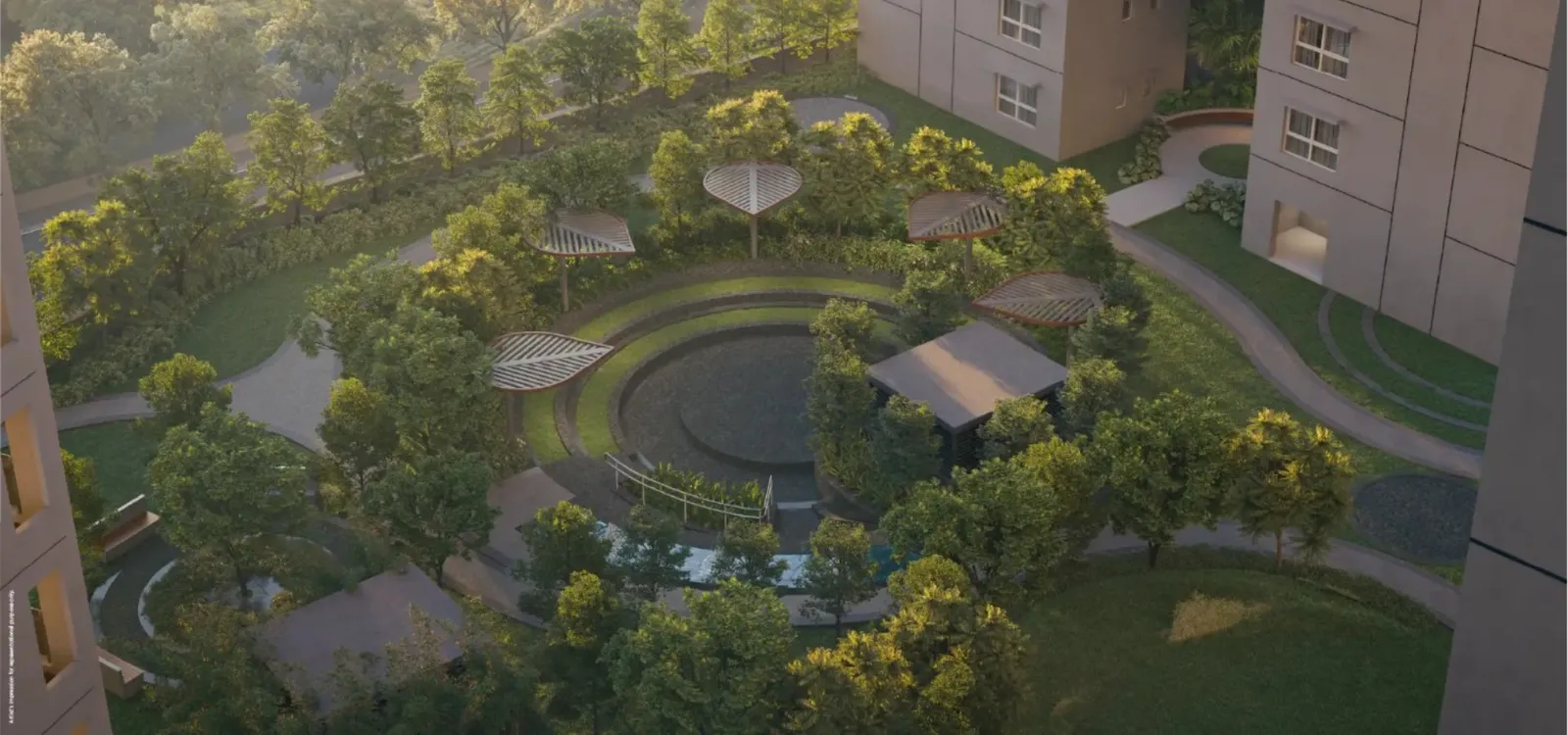 Sunken amphitheatre in the podium gardens